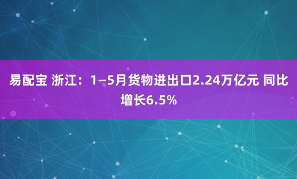 易配宝 浙江：1—5月货物进出口2.24万亿元 同比增长6.5%